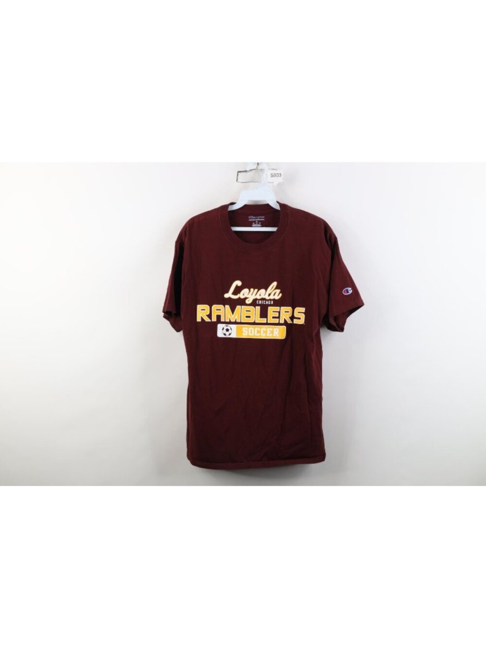 Champion Mens Medium Team Issued Loyola University Chicago Soccer T-Shirt Maroon - Picture 1 of 15